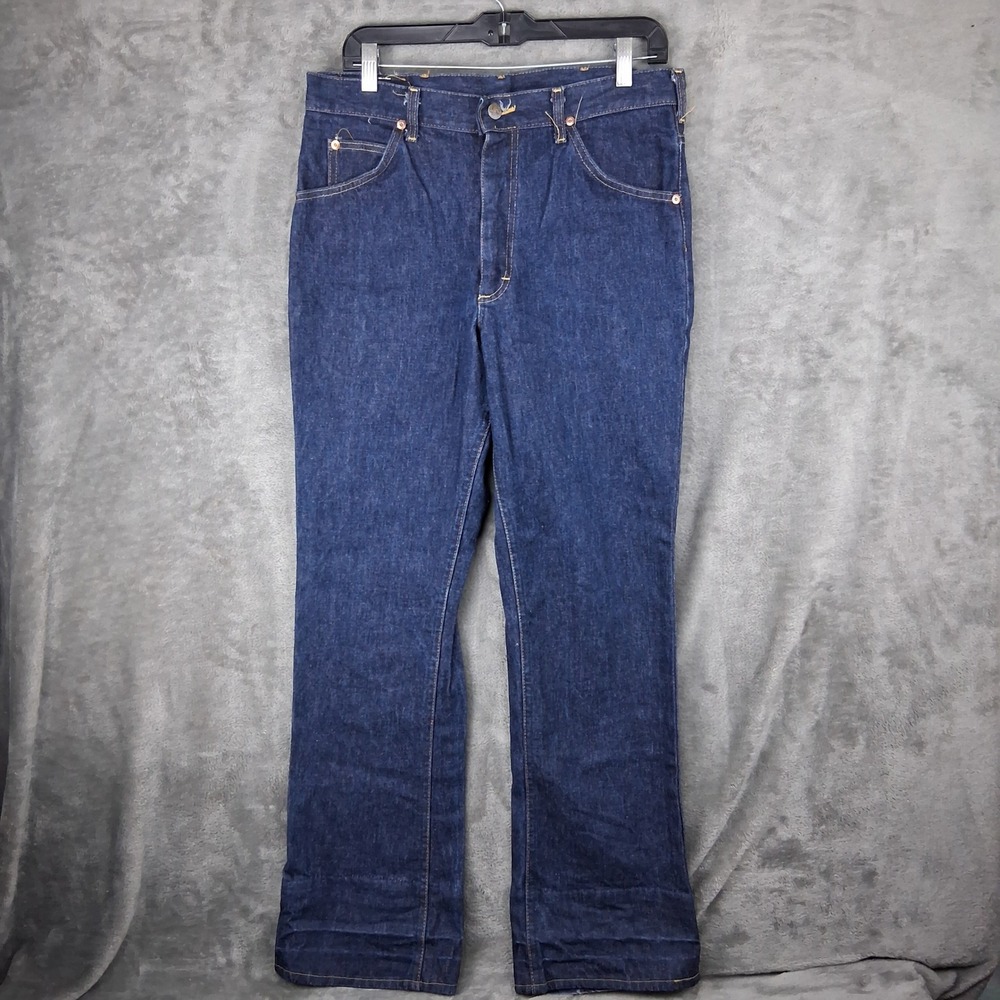 Vintage Lee Bootcut Jeans Mens 34x32 Blue 70s 80s Made in USA Fits (32x32)